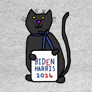 Cat with Biden Harris 2024 Sign T-Shirt